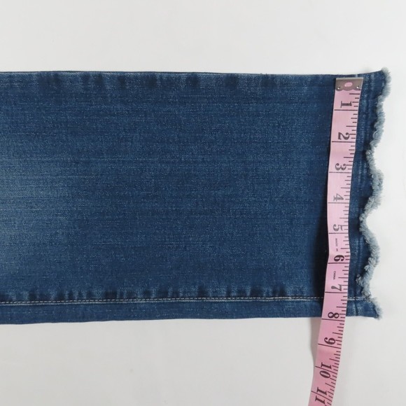 NYDJ Womens Jeans Size 12 Marilyn Raw Hem Medium Wash Straight Leg Blue Denim - Picture 7 of 10